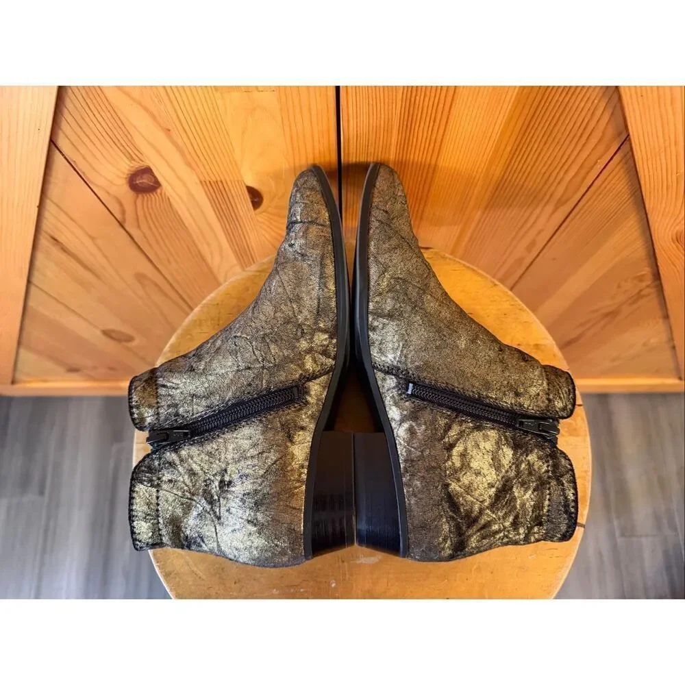 Naturalizer Blair crushed velvet Gold Ankle Boot Bootie Woman Sz 6M